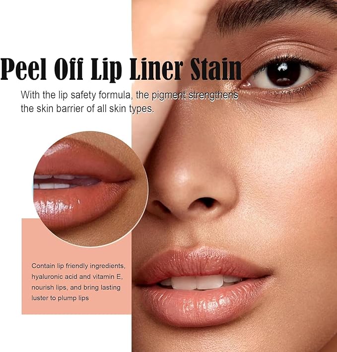 Dulele 3PCS Lip Liner Set, Peel Off Lip Liner Tattoo, Peel Off Lip Stain, Long Lasting Waterproof Lip Stain Peel Off, Transfer Proof Matte Finish Lip Gloss (Red, 1)