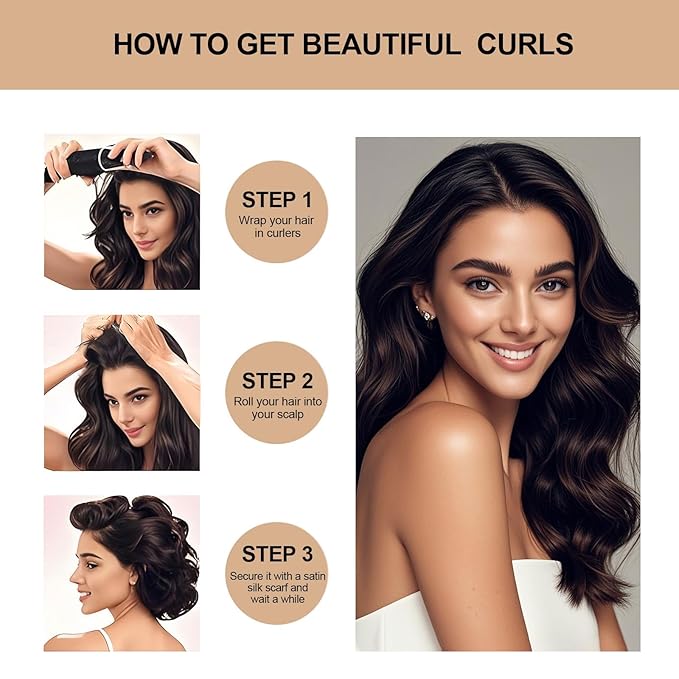 Heatless Curls Overnight Set - Jumbo Overnight Hair Curlers to Sleep In, Soft Velvet Hair Rollers for Women, No Damage Curls Styling Tools 3pcs