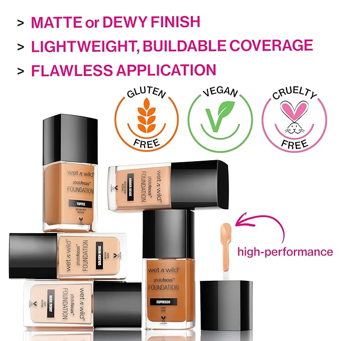 wet n wild Photo Focus Dewy Liquid Foundation Makeup, Buff Bisque