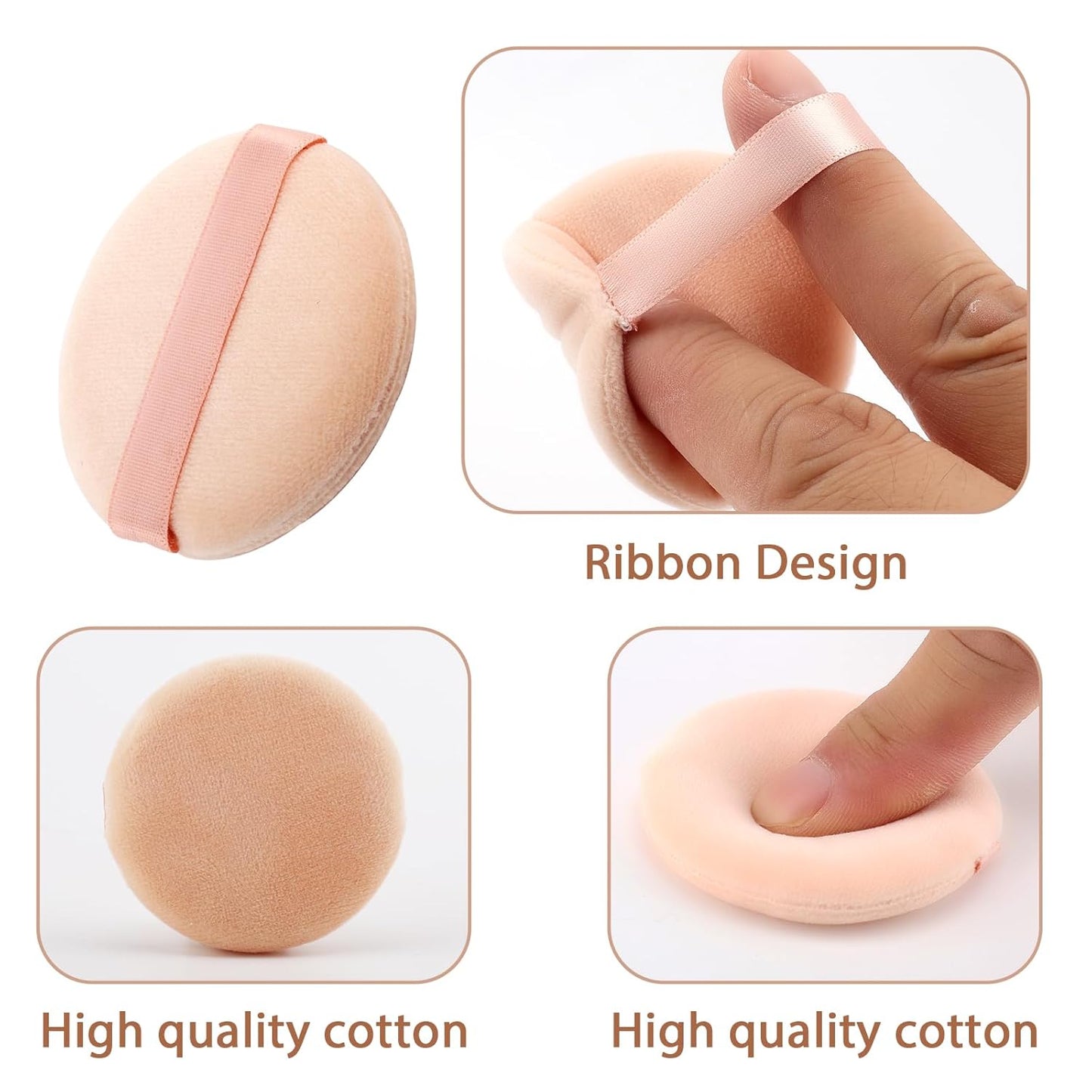 12Pcs Powder Puff for Face Powder Sponge Makeup Puffs Velour Puff with Ribbon Round Powder Puff For Loose and Foundation Replacement Makeup Tool