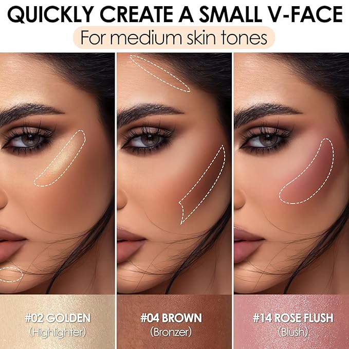 FOCALLURE 3 Pcs Cream Contour Sticks,Shades with Highlighter & Bronzer & Blush,Non-greasy Long-wear Face Contouring Pen,Easy to Sculpt the Face and Create a Lightweight Finishing Makeup,NEUTRAL