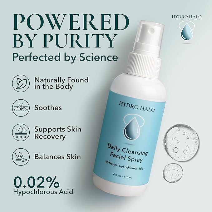 Hypochlorous Acid Spray for Face 4oz – Pure Hypochlorous Acid Spray Cleaner, Daily Cleansing Facial, pH Balanced, Plant Based, No Alcohol, USA Made