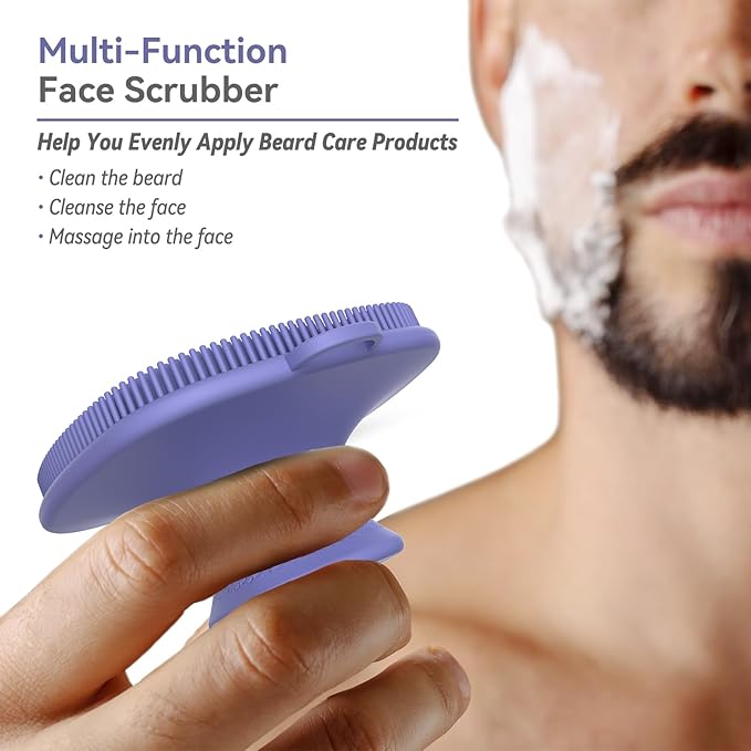2 Pack Face Scrubber,Silicone Facial Cleansing Brush for Men & Women,Reusable Gentle Facial Waterproof Cleansing Skin Brush Exfoliating Scrubber for Sensitive Skin (Gray+Purple)