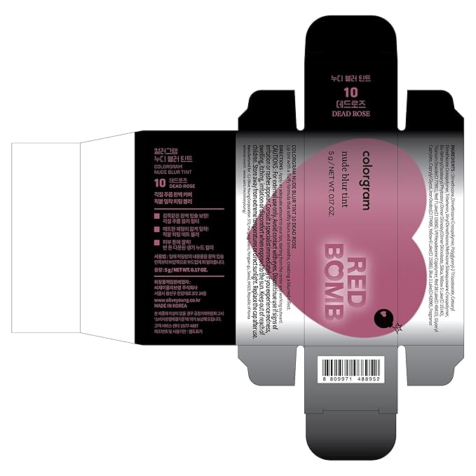 COLORGRAM NUDE BLUR TINT 10 DEAD ROSE | Soft Velvet Matte Liquid Lipstick & Cheek Tint | Lightweight Blurring Tint for a Smooth & Airbrushed Finish | Long-Lasting & Non-Sticky Formula