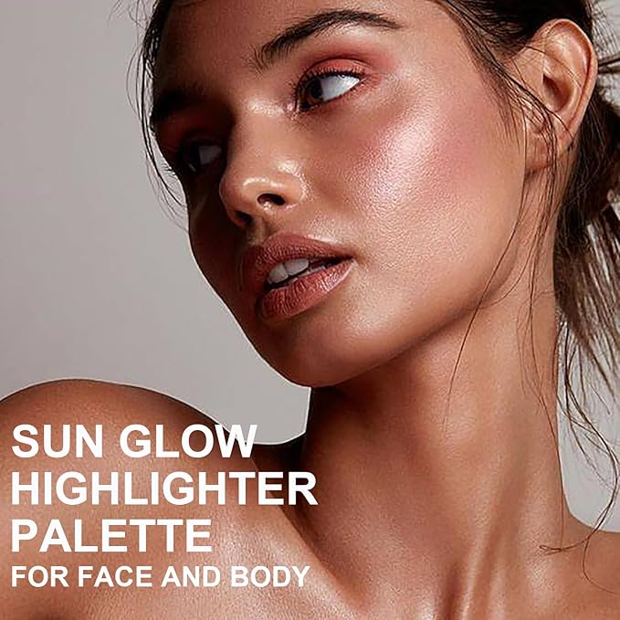 Face Highlighter Palette with Mirror, 8 Colors Glitter Eyeshadow Palette, Diamond Shimmer Glow Contour Palette for Face Highlighters & Luminizers, Long Lasting, Makeup Brush Include