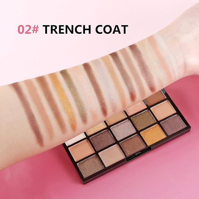 Boobeen 15 Colors Eyeshadow Palette, Highly Pigmented Matte and Shimmer Eye Shadow (with smudger), Soft Powder Eye Makeup Palette for Women and Girls, Create Flawless Glam Eye Looks