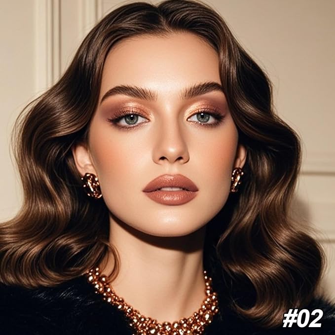 Erinde Quads Matte Eye Shadow Powder Makeup Palette, Nude Neutral Brown & Champagne Pink Shimmer Eyeshadow, Long Wearing Waterproof Everyday Eye Makeup, sombras de ojos, with Built-In Mirror, 02