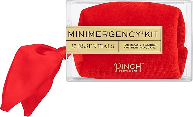 Pinch Provisions Velvet Minimergency Kit, for Her, Includes 17 Must-Have Emergency Essential Items, Compact, Multi-Functional Pouch, Gift for Parties and Birthdays
