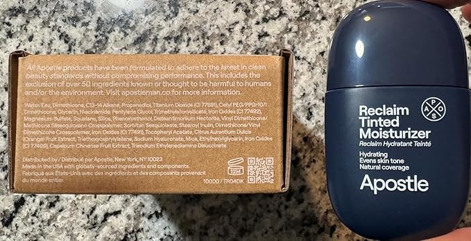 APOSTLE Reclaim Tinted Moisturizer for Men (9 Kingston) - Niacinamide, Vitamin E, Squalane, Hyaluronic Acid, Tinted Face Moisturizer For Men. Hydrates, Evens Skin Tone, Reduces Fine Lines, 1 Fl. Oz.