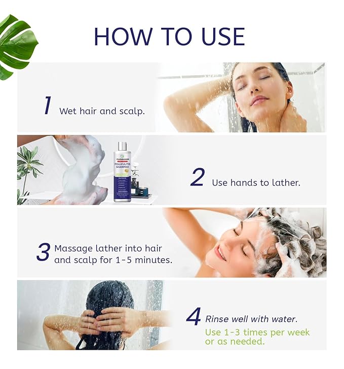 Anti-Fungal Shampoo for Folliculitis, Seborrheic Dermatitis, Scalp Psoriasis - Relieves Itchy & Dry Scalp