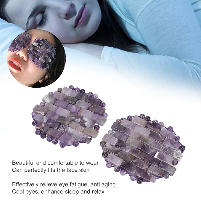 Jade Eye Mask, Amethyst Eye Pack Wrinkles Swelling Elimination Dark Circles Fading Jadestone Eye Massager Eye Pad Eye Shape Eye Covers for Men Women Soothing Eye Patch Reducing Facial Edema Stone