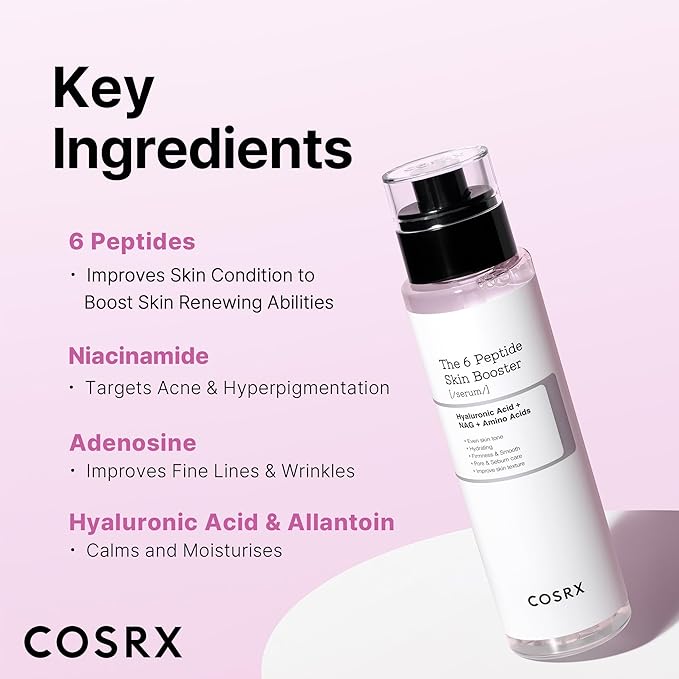 COSRX 6X Peptide Collagen Booster Toner Serum 150mL/5.07 Fl.Oz, Skin Renewal Boosting Facial Essence, Niacinamide & Hyaluronic Acid for All Skin Types, Korean Skincare, Paraben Free