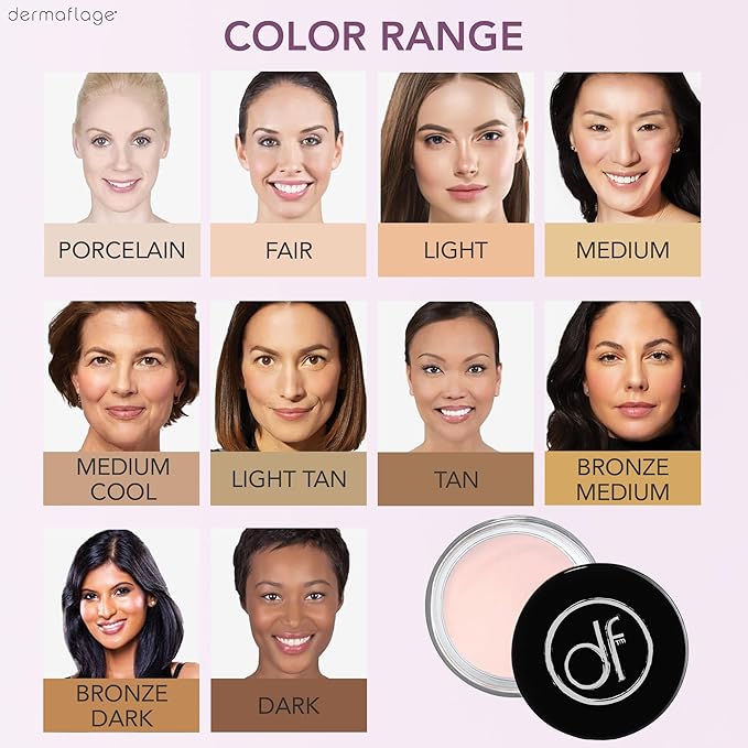 Dermaflage Waterproof Concealer Cream - Full Coverage, Matte Finish, Porcelain Color, 9 Shades, Long-Lasting, Conceals Dark Circles, Tattoos, Acne
