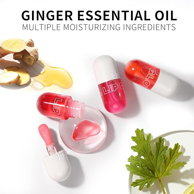 Lip Plumper Raspberry (0.19 Fl. Oz.) Lip Gloss Natural Lip Oil 2in1 Lip Care Serum for Beautiful Fuller-Looking Lips, Hydrating & Reduce Fine Lines