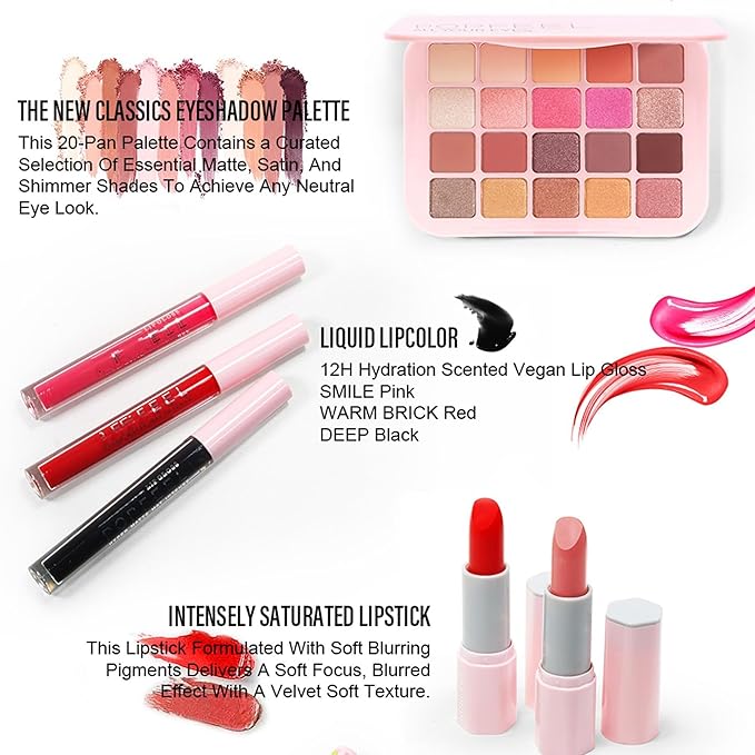 All In One Makeup Kit,Makeup Gift Set for Women Beginners,20 Colors Eyeshadow Palette, Lipstick, Eyebrow Pencil, Eyeliner & Mascara, Concealer Foundation Makeup Kit for Girls.