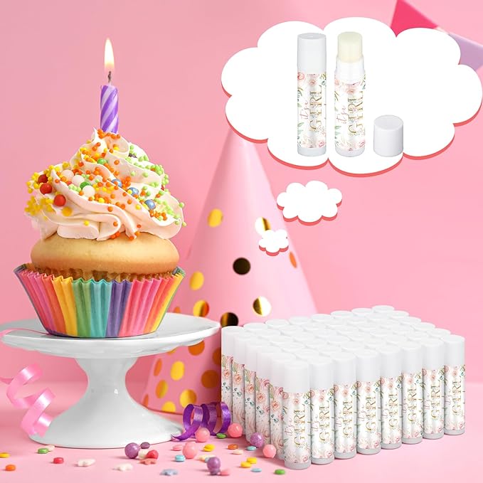 50 Pack Floral Baby Shower Lip Balm Party Supplies Bulk for Girls Guests It's a Girl Baby Shower Gifts Gender Reveal Favors Prizes Souvenirs Winners Thank You Appreciation Gifts