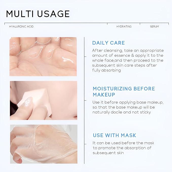 Hyaluronic Acid Serum for Face, Hydrating Face Serum for Dry Skin W/Hymagic-4D, Squalane, Vitamin C & E for Plumping, Hydrating & Anti-Aging Serum, Skin Care, 1.06fl.oz, Pack of 2