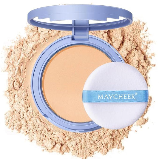 Oil Control Face Pressed Powder,Matte Smooth,Waterproof Long-Lasting Setting Powder, Perfect Lightweight Facial Makeup For Soft Focus Finish,Minimizes Fine Lines And Pores,0.35Oz (PURE BEIGE)