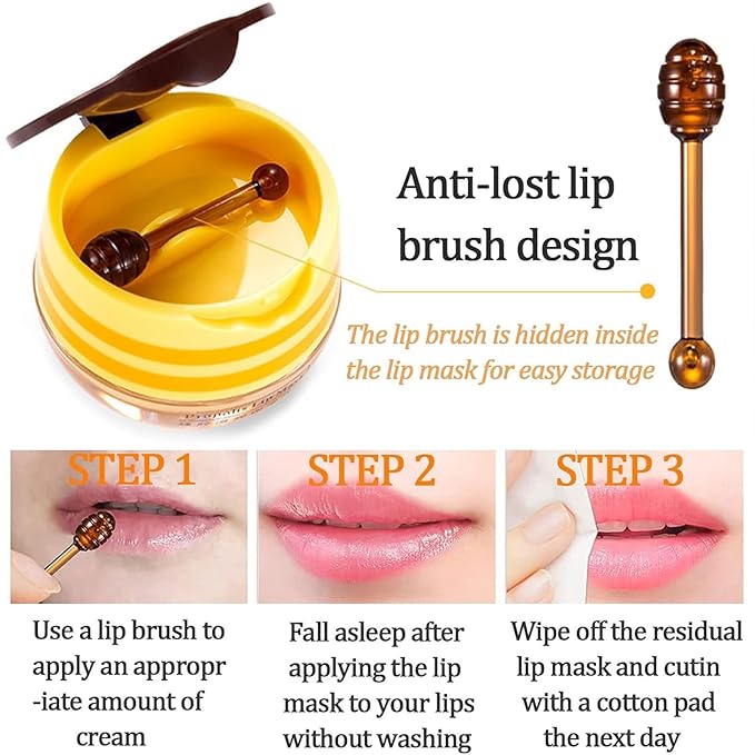 2 PCS Lip Balm Honey Pot, Apple Lime & Watermelem Lip Mask Vitamin E & Moisturizing Propolis Sleeping Lip Mask Prevention Dry and Cracked Lip Scrubs Exfoliator, Christmas Gifts