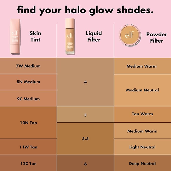 e.l.f. Halo Glow Skin Tint SPF 50, Tinted Moisturizer For Light, Buildable Coverage, Creates A Natural Glow, Vegan & Cruelty-Free, 12 Tan Cool