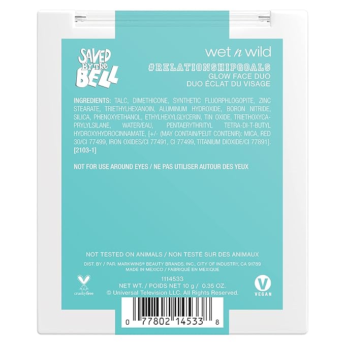 wet n wild Saved By The Bell Highlighter + Illuminator Glow Face Duo, Highlighter Makeup Powder, Illumniator Makeup Powder, Cruelty-Free Makeup, Relationship Goals,1114533