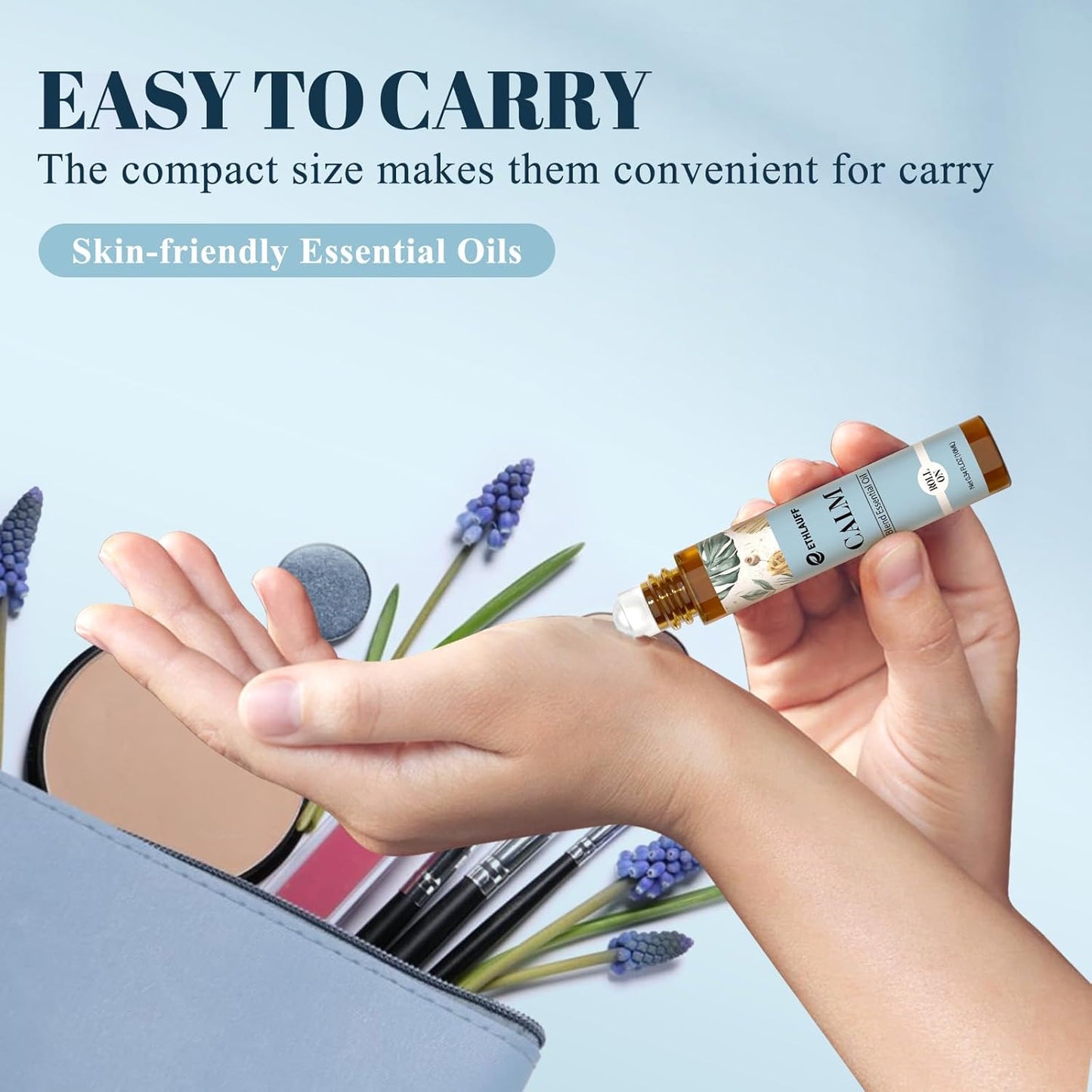 Calm Essential Oil Roll On, Aromatherapy Roll On Oil Blends for Stress Relief, Massage, Self Care Relaxation Gift