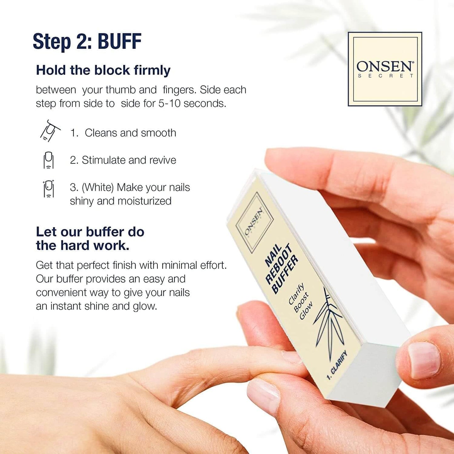 Onsen Secret Nail Care Kit - Japanese Nail Buffer and Shine Kit - Strengthening & Shining - Spa-Quality Manicure - Organic Ingredients - Long-Lasting Shine - Easy & Safe - w/Cuticle Care Serum - 1pk