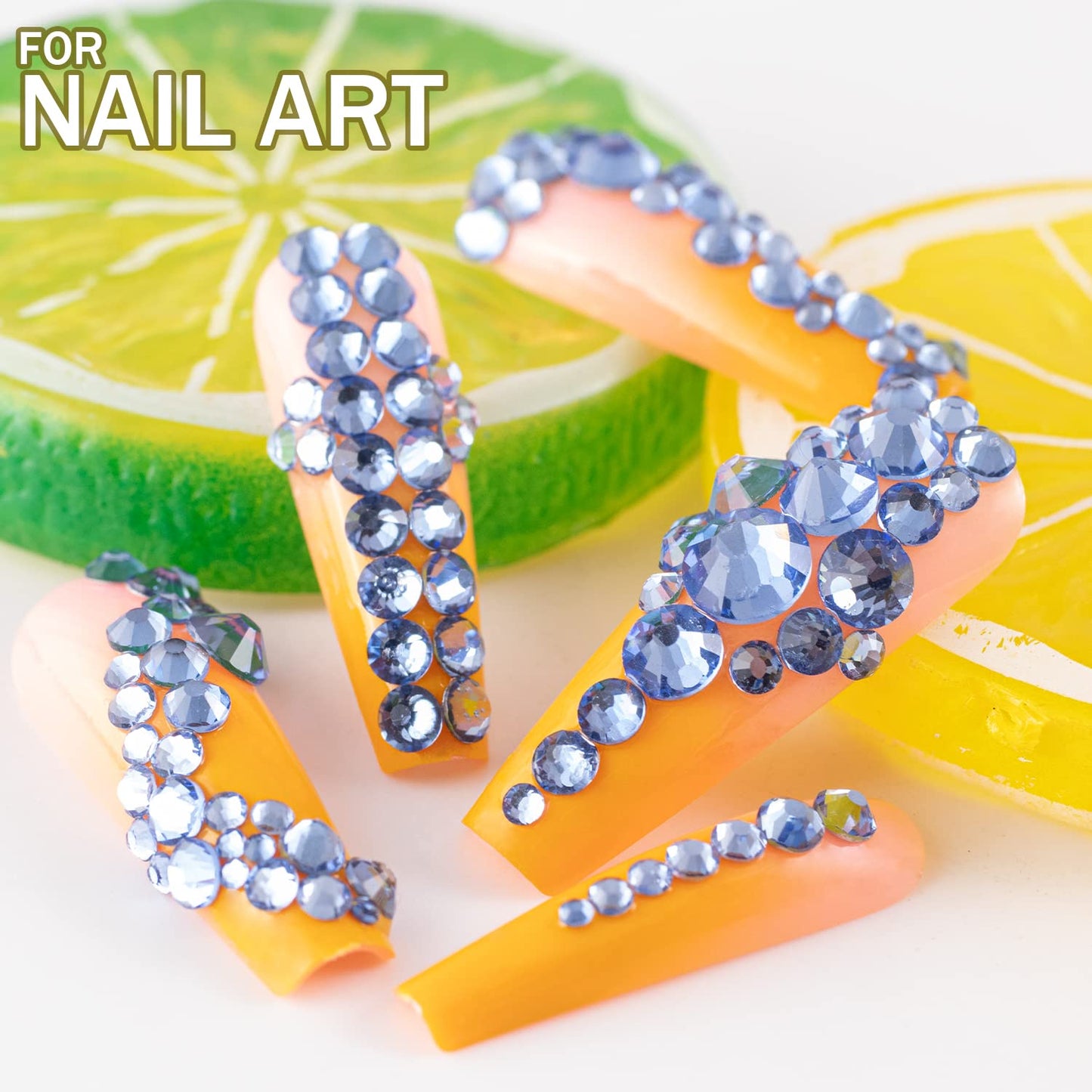 Two Packs of Flatback Rhinestones 4520 Pcs Colorful Nail Art Rhinestones Flatback Crystal Colorful+Sky Blue Rhinestone with Picker Pencil and Tweezer for Nail Art and Decoration