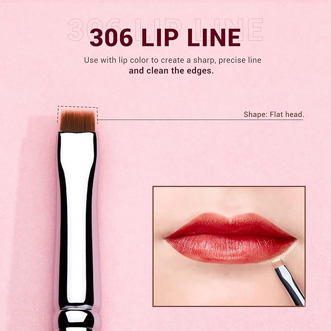 Jessup Lip Brush Set, Professional Lip Makeup Brushes for Lipstick Streak-Free Contour Define and Accentuate, Premium Synthetic Hair, 5pcs T325