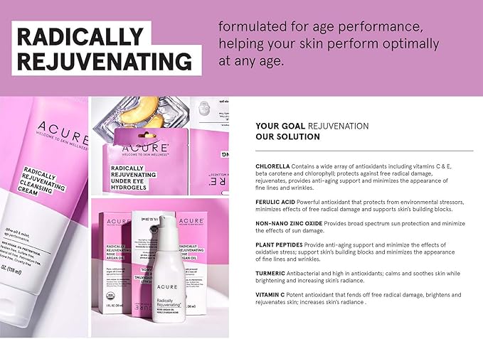 Acure Radically Rejuvenating Under Eye Hydrogel Mask, Provides Anti-Aging Support, & Silk Tree, Purple, Cucumber, 0.236 Fl Oz (Pack of 2)