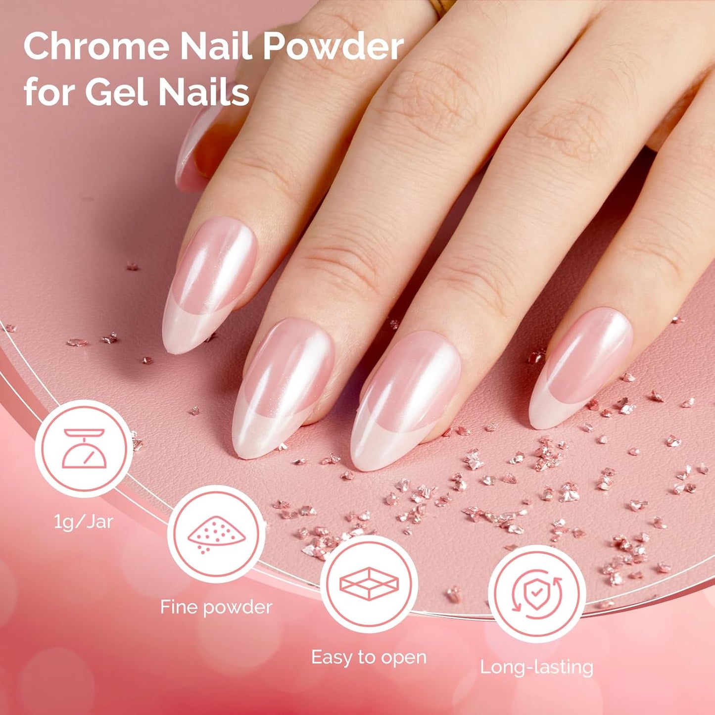 MelodySusie 2Pcs Chrome Nail Powder for Gel Nails, Pearl Powder Mirror Effect Pigment Pearlescent Mermaid Pigment Pearl Glitter for Home DIY Salon Use