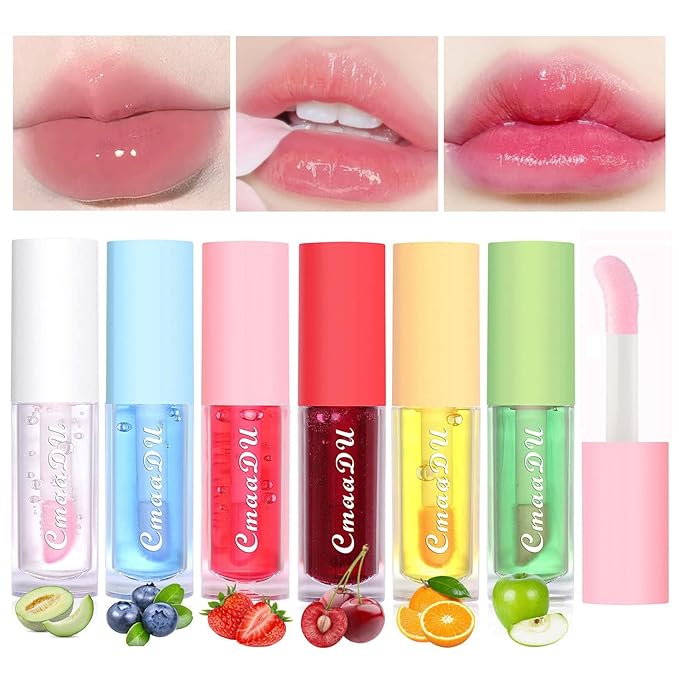 Yasovigi Fruit Lip Oil Plumping Lip Tint Moisturizing Lip Gloss, Transparent Lip Balm Care Stick Nourishing Repairing Non-sticky, Moisture&Lighten Lip Lines