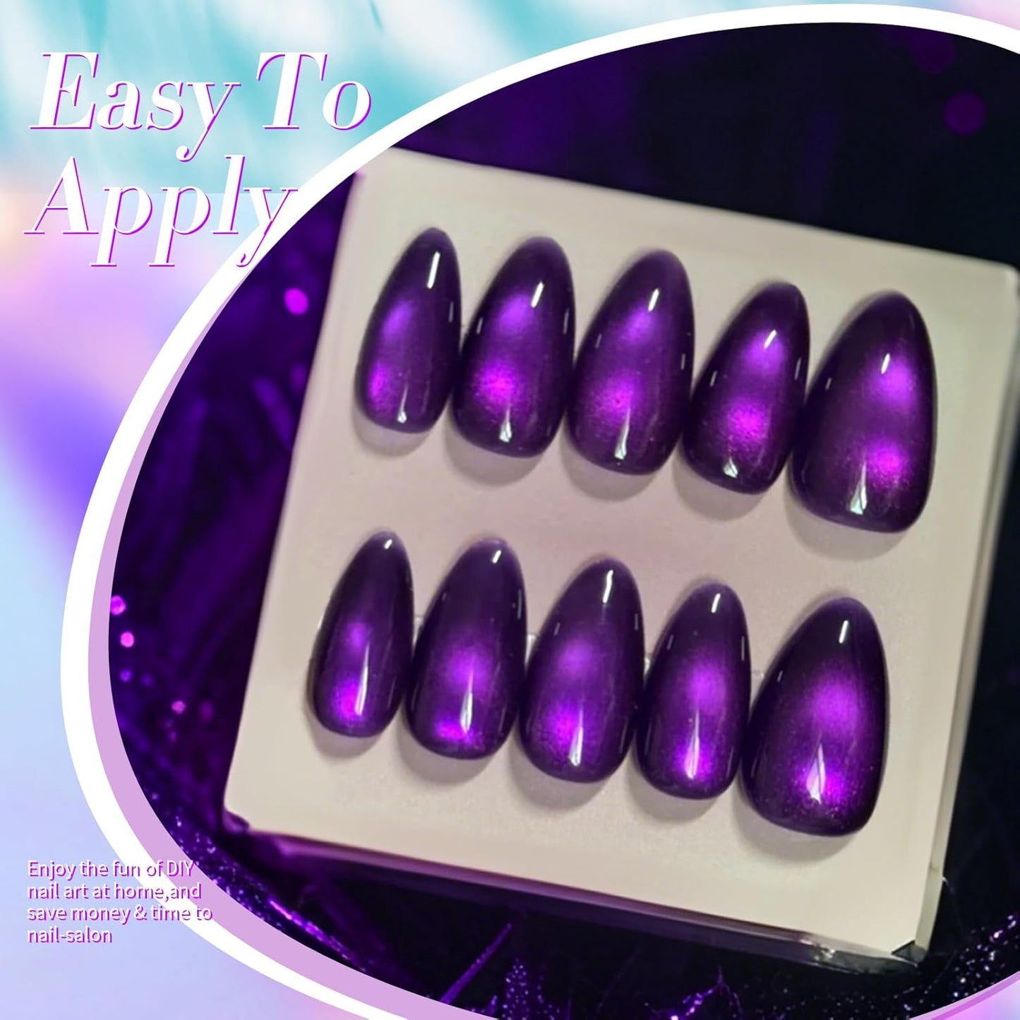 BORN PRETTY Cat Magnetic Eye Gel Nail Polish,Blackish Purple Jelly Glass Magnetic Gel Polish,Glitter Soak Off Nail Art Salon Manicure Home Gift 15ml