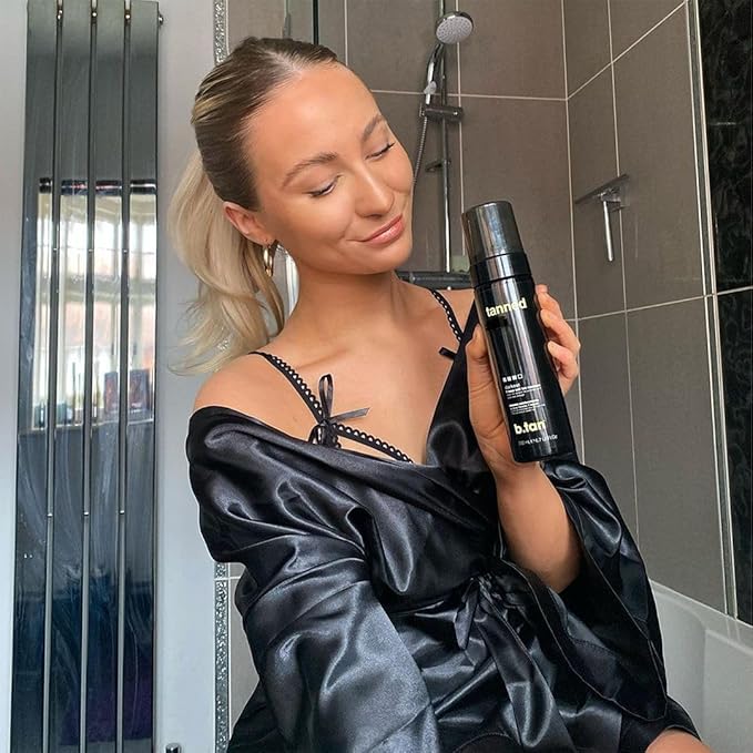 b.tan Dark Self Tanner Kit | Get Tanned Bundle - Self Tanner Mousse w/Tanning Mitt Applicator, 1 Hour Sunless Tanner, Fast Glow, No Fake Tan Smell, Vegan, Cruelty Free, 6.7 Fl Oz