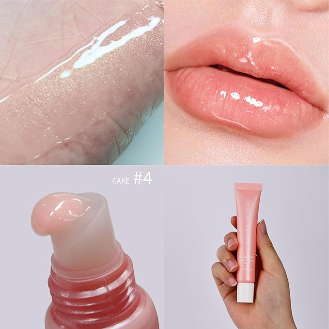 4 PCS Lip Glossy Butter Balm Set,Instant Moisture and Hydration Lip Gloss,Long-lasting Hydrating Non-Sticky Lip Balm,Soften Dry Lips and Lip Care