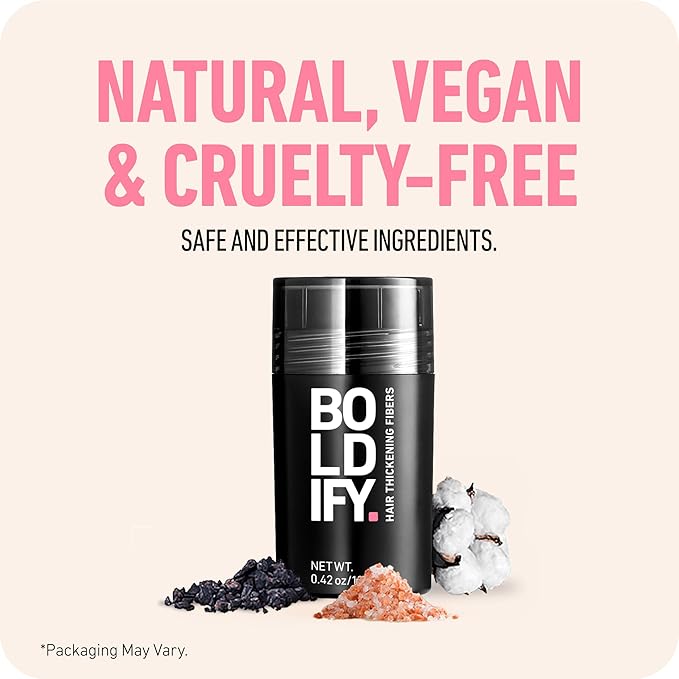 BOLDIFY Hair Fibers (12g) - Fill In Thinning and Fine Hair for an Instantly Fuller, Thicker Look - 14 Shades for Women & Men - Black