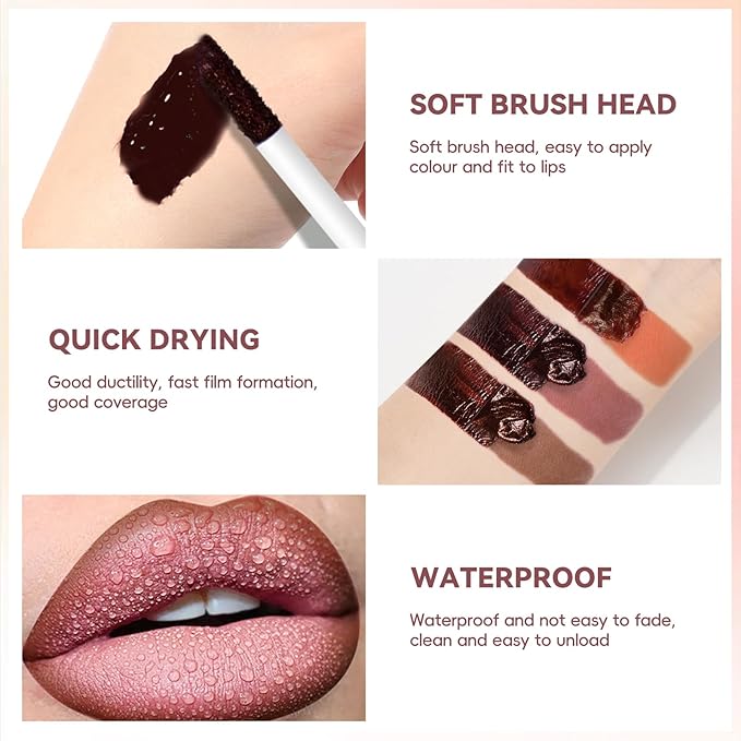 Nude Plum Peel Off Lip Liner Stain Tattoo with Nude Pink Lip Gloss Glow Oil, Non-Stick Cup High Shine Lip Combo Waterproof Long Wear Lightweight Glossy Lipstick Makeup