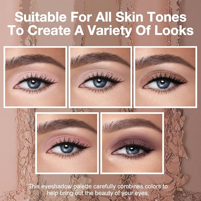 5 Colors Matte Eyeshadow Makeup Palette, 5 Natural Nude Brown Light Brown Cool-Toned Eyeshadow, Looks for Brown Eyes Women Finish Long Wearing Waterproof Professional Eye Makeup 02#