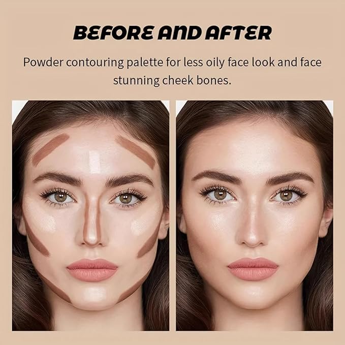 4 Colors Contour Palette, Face Contouring Highlighters Bronzer Powder Makeup Kit, Natural Contouring Makeup Kit for Beginner, All in one Makeup Contour Palettes (02, 1.02)