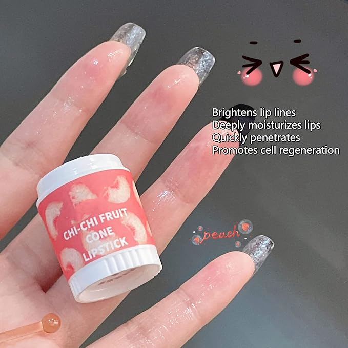 Lip Balm Cute, 3pcs Cute Ice Cream Shape Moisturizing Fragrance Wrinkle Removal Lip Care Cream for Chapped Lips Daily Use