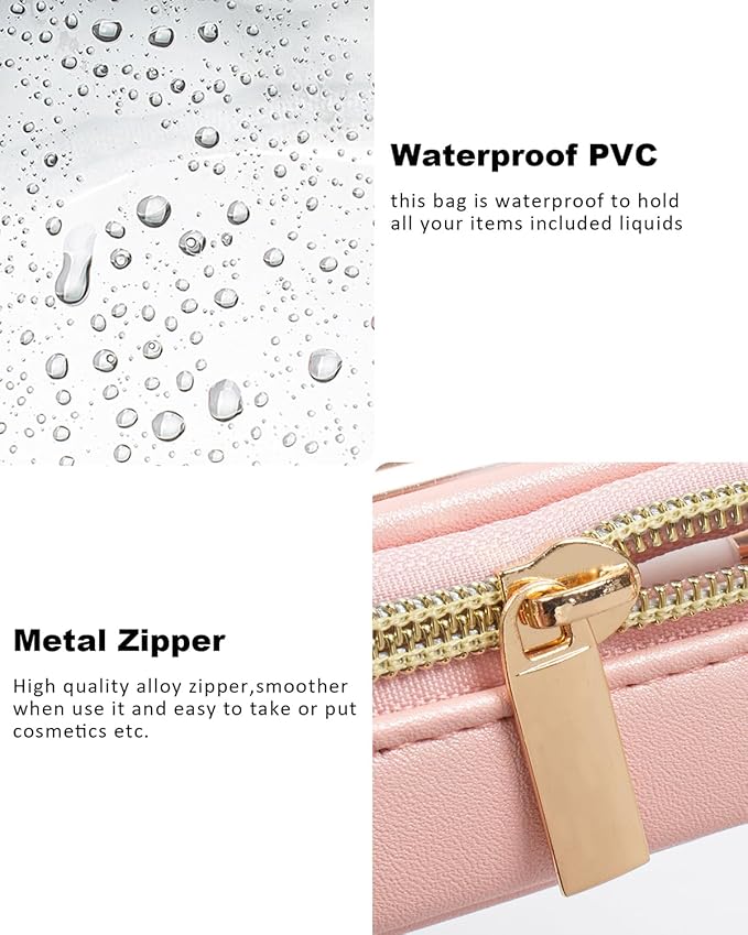 Clear Makeup Bag Small, TSA Approved Portable Toiletry Bag with Zipper Cosmetic Travel Bag Makeup Organizer Case Mini Makeup Pouch for Purse Car Organizer Bag for Women Men