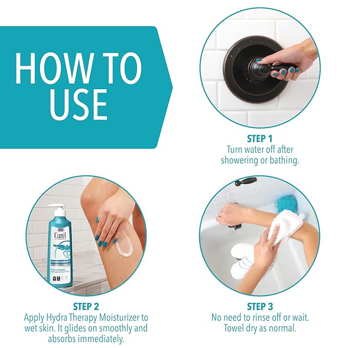 Curel Hydra Therapy In Shower Lotion, Itch Defense Body Moisturizer with Advanced Ceramide Complex, Vitamin E, & Oatmeal Extract, 12 Oz, Pack of 2