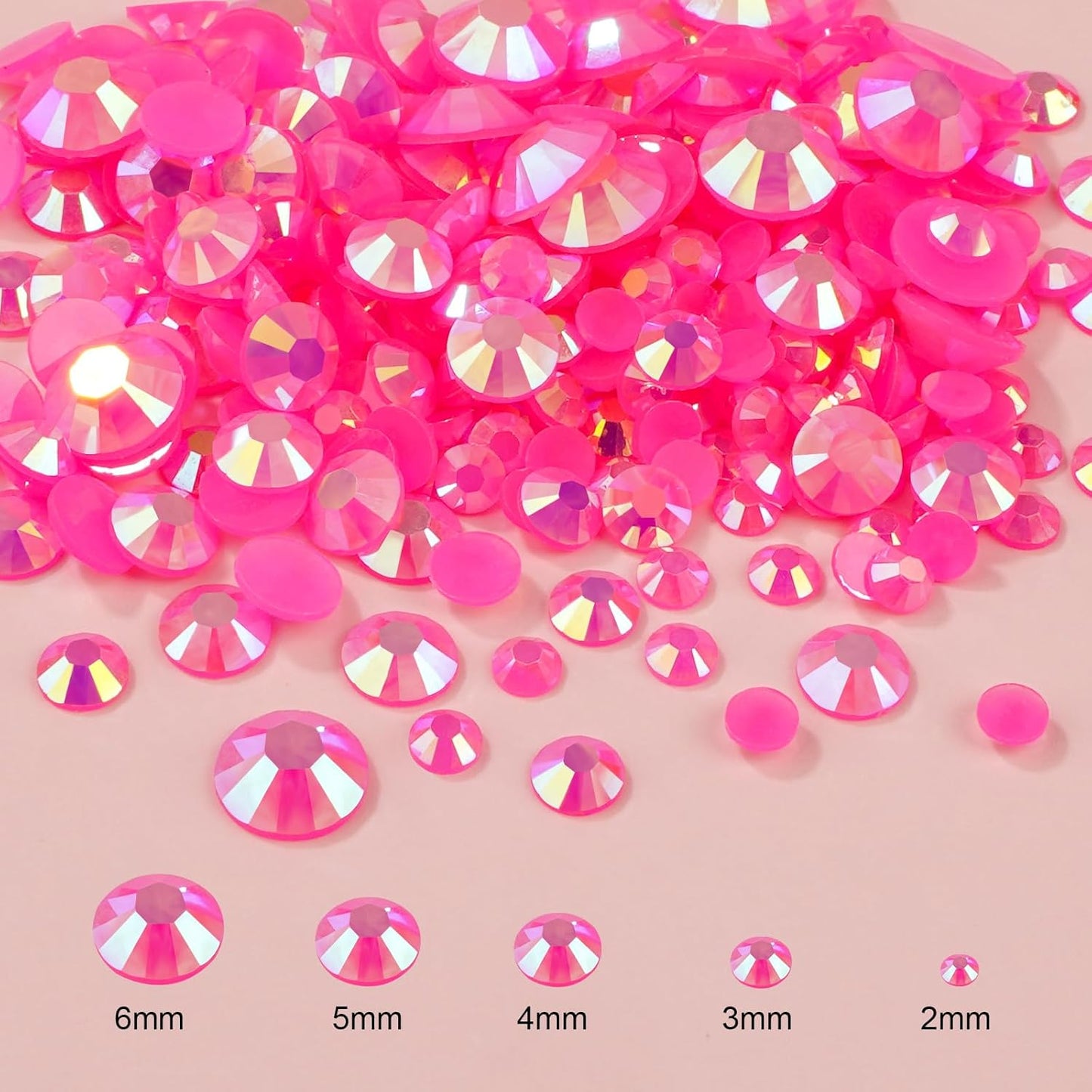 Canvalite 25000PCS Resin Jelly Rhinestones for Crafting,Hot Pink AB Flatback Gems, Bedazzling Crystal with 5x2.5g B7000 Jewelry Glue and Tweezers Dotting Pen for DIY Crafts Clothing Shoes Nail Art
