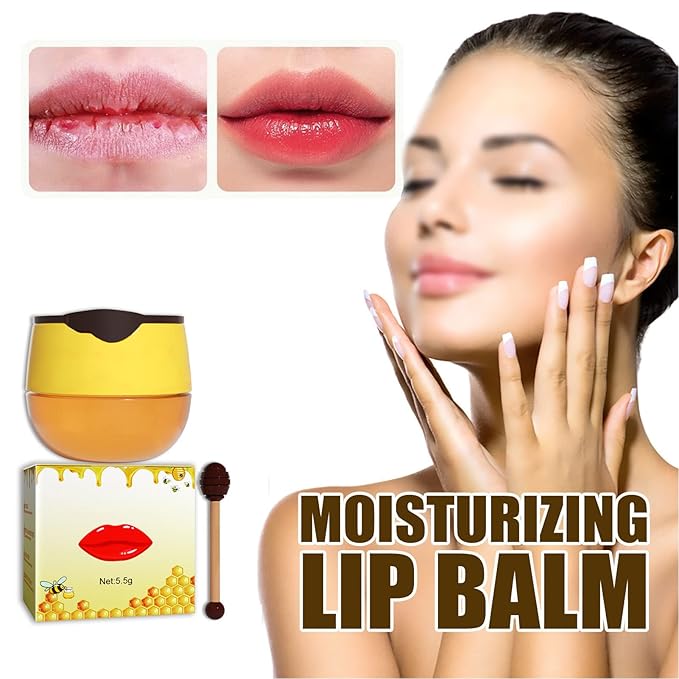 Lip Sleeping , 2PCS Lip Balm Honey Pot, Propolis Moisturizing Honey Lip Lip Balm, Hydrating & Prevention Dry and Cracked Lip Scrubs Exfoliator