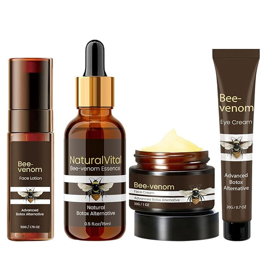 Bee Venom SkinCare Set, Includes New Zealand Bee Venom Face Lotion, Bee Venom Essence, Bee Venom Face Cream, Bee Venom Eye Cream, Anti-Wrinkle, Hydrating & Firming, Plant-Based Formula