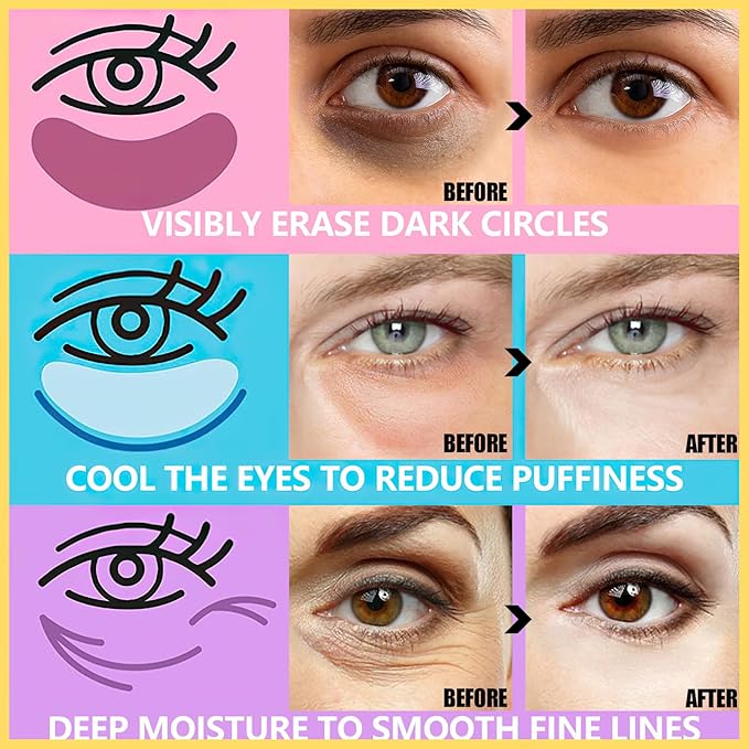 60 Pcs Under Eye Patches, 24K Gold Eye Masks, Collagen Anti Aging Eye Gel Pads, Moisturizing Eye Treatment for Puffy Eyes, Dark Circles, Wrinkles, Fine Lines, 24K GOLDEN