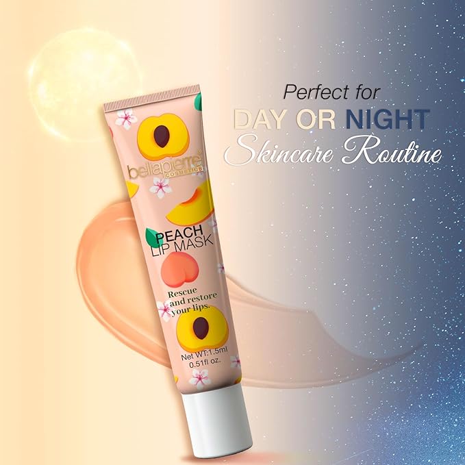bellapierre Cosmetics Peach Lip Mask | Lip Plumping Mask with Hyaluronic Acid | Moisturizing Lip Balm for Daily Use