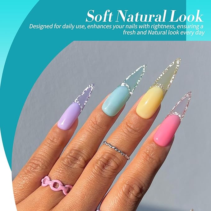 Born Pretty Jelly Gel Nail Polish Set Spring Summer Crystal Glass Translucent Pastel Sheer Gel Polish Pink Green Blue Red Yellow Silver Shiny Glitter Gel Nail Polish Nail Art Gel DIY Gift 6PCS