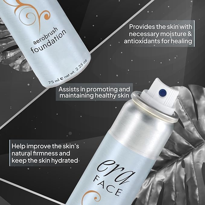 ERA Face spray makeup (R8 Amber, 2.25 oz) - airbrush foundation, everyday, buildable, professional spray on cosmetics by Era Beauty