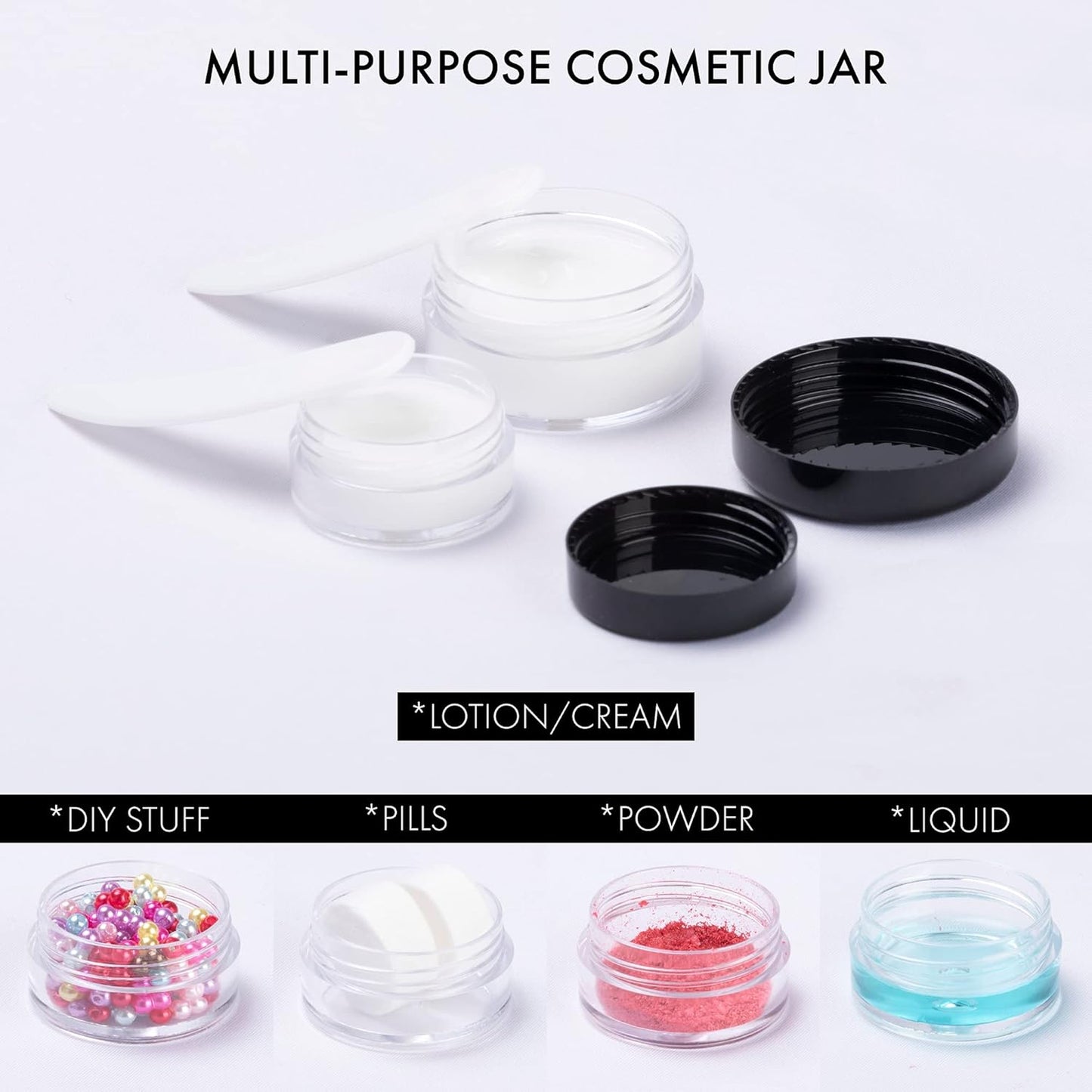 40Pcs 10 Gram Plastic Cosmetic Containers with Lids for Lotion, Creams, Toners, Lip Balms, Makeup Samples Jars BPA free (10g-40pcs, black)
